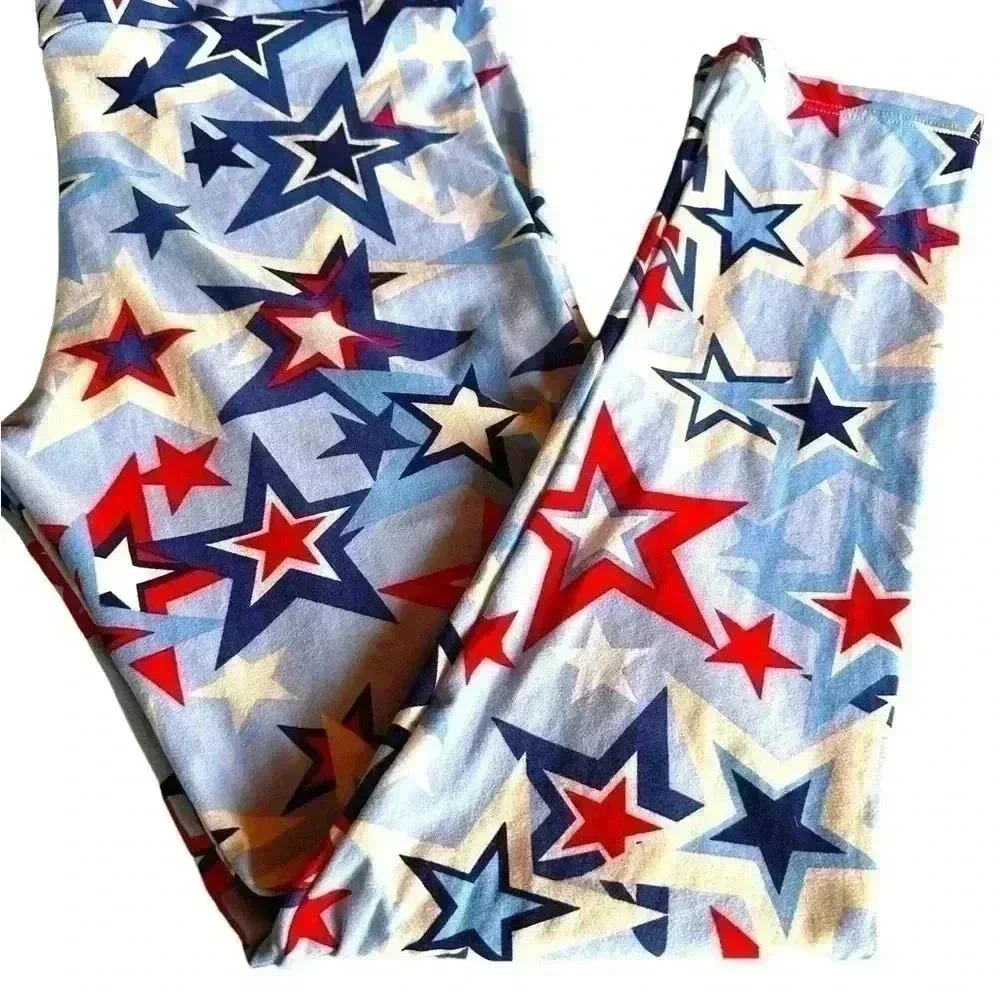 Lularoe TC Americana stars leggings.small hole in back of leg. Ex retailer stash